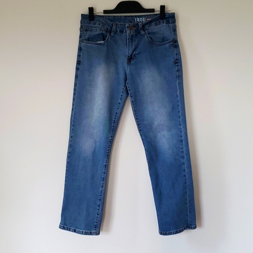 Izod 32x30 Straight Fit Comfort Stretch Blue Jeans